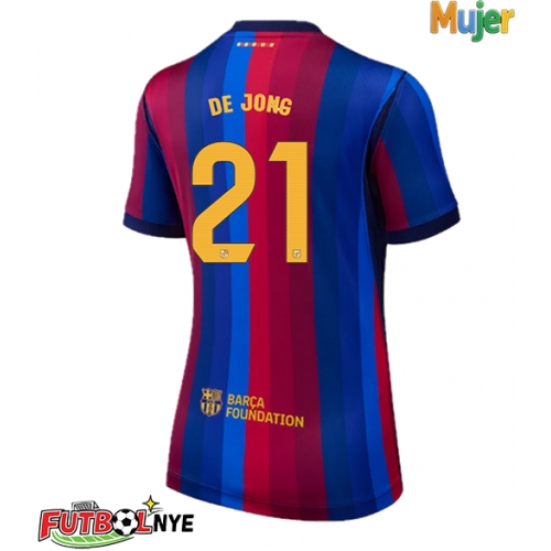 Camiseta Barcelona Frenkie de Jong #21 Primera Equipación para mujer 2026-27 manga corta
